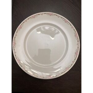Alfred Meakin England Pink Rose Floral Greek Key 10 Inch Dinner Plate Vintage